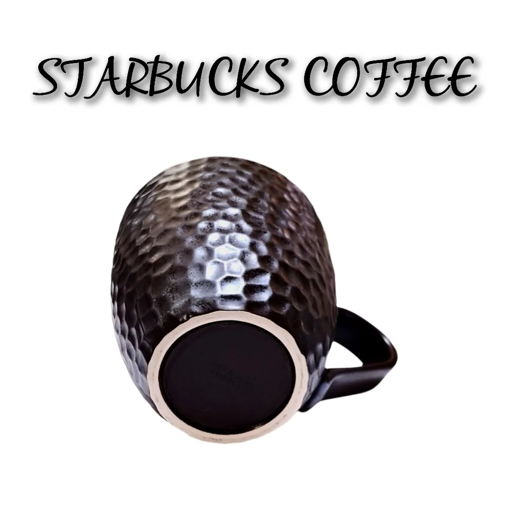 👣 4/$20. Starbucks Black Color with Hammered Textured Accent Mug - Picture 5 of 6
